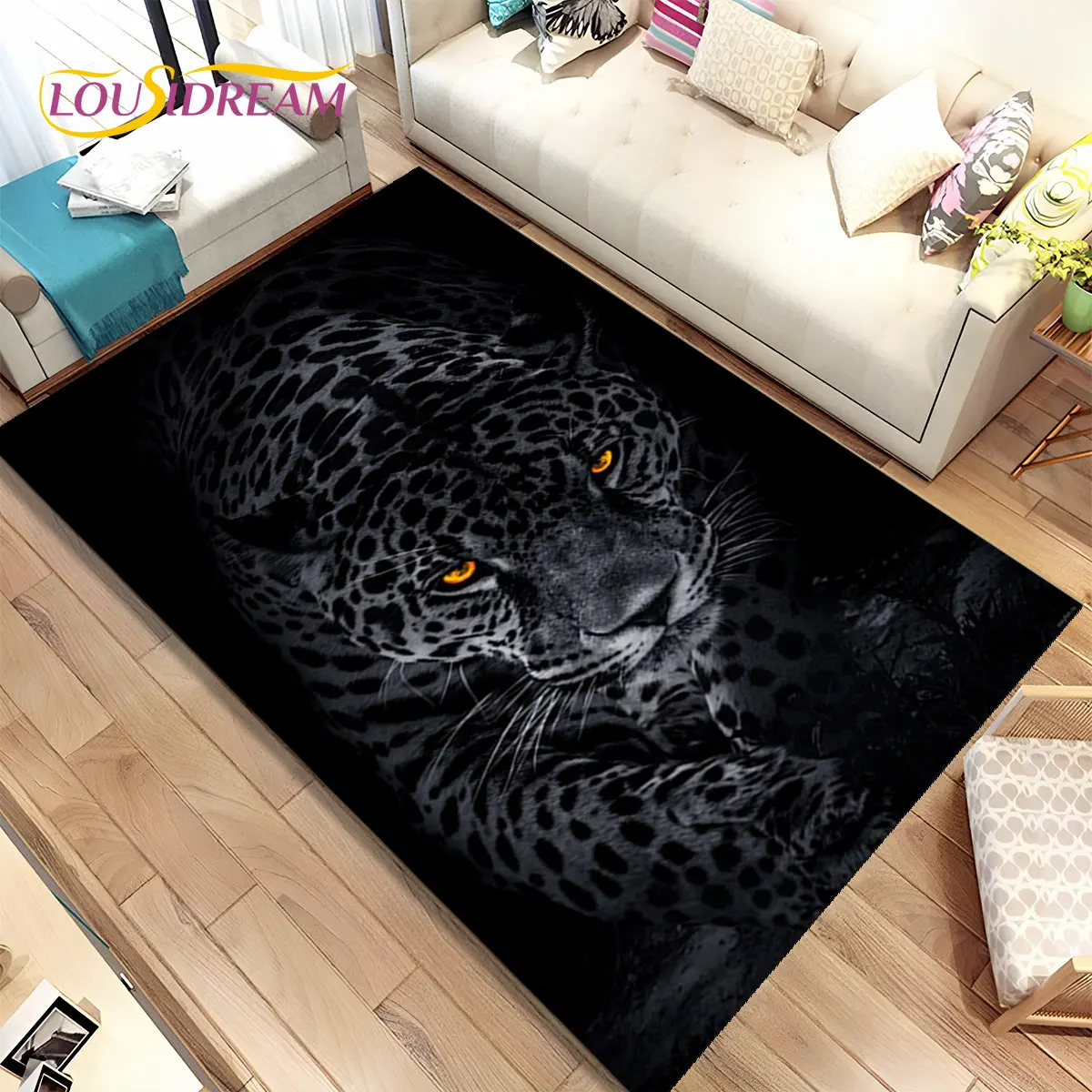 Animal Leopard Cheetah Cartoon Beast Area Rug,Carpet for Home Living Room Bedroom Sofa Doormat Kitchen Decor,Non-slip Floor Mat