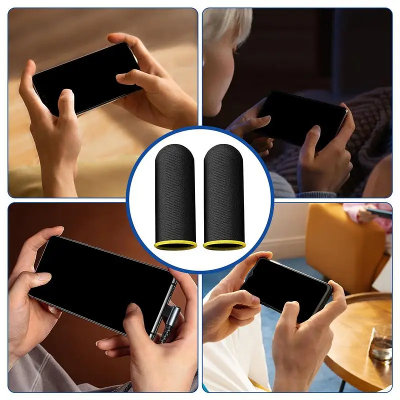 Funda de dedo para juegos móviles, accesorio cómodo de fibra de carbono, antisudor, 2 piezas