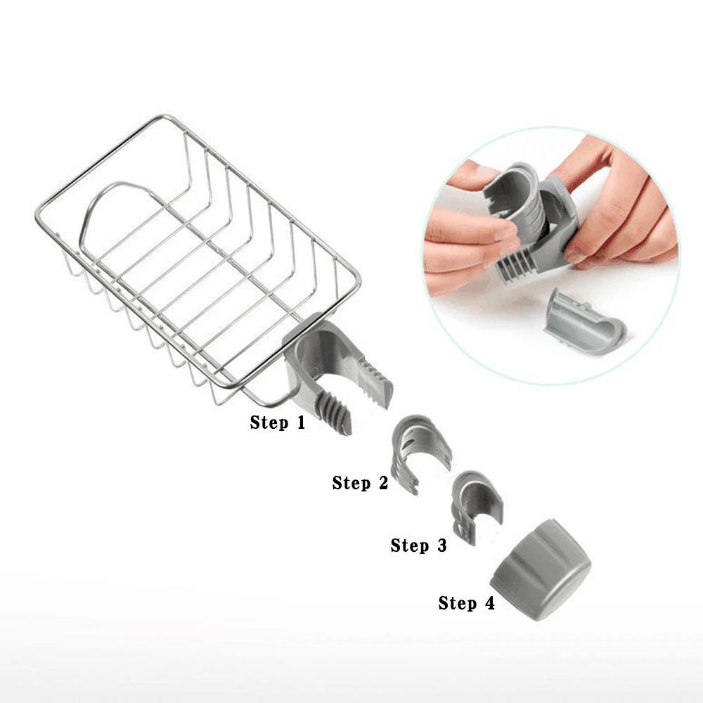 Kitchen Stainless Steel Sink Drain Rack Sponge Storage Faucet Holder Soap Drainer Towel Rack Shelf Organizer Kitchen Accessories