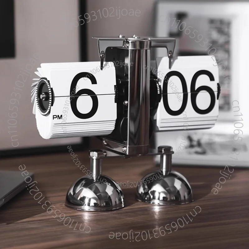 European Retro Balance Automatic Page Turn Clock Mechanical Flip Clock Home Living Room Fashionable Pendulum Clock Decoration