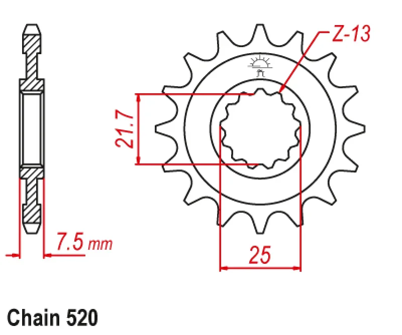 520 سلسلة 14T 15T 16T دراجة نارية الجبهة ضرس لكاواساكي KSF450 08-14 النينجا ZX-6R 07-24 ZX636 13-24 ZX600 07-15 #3