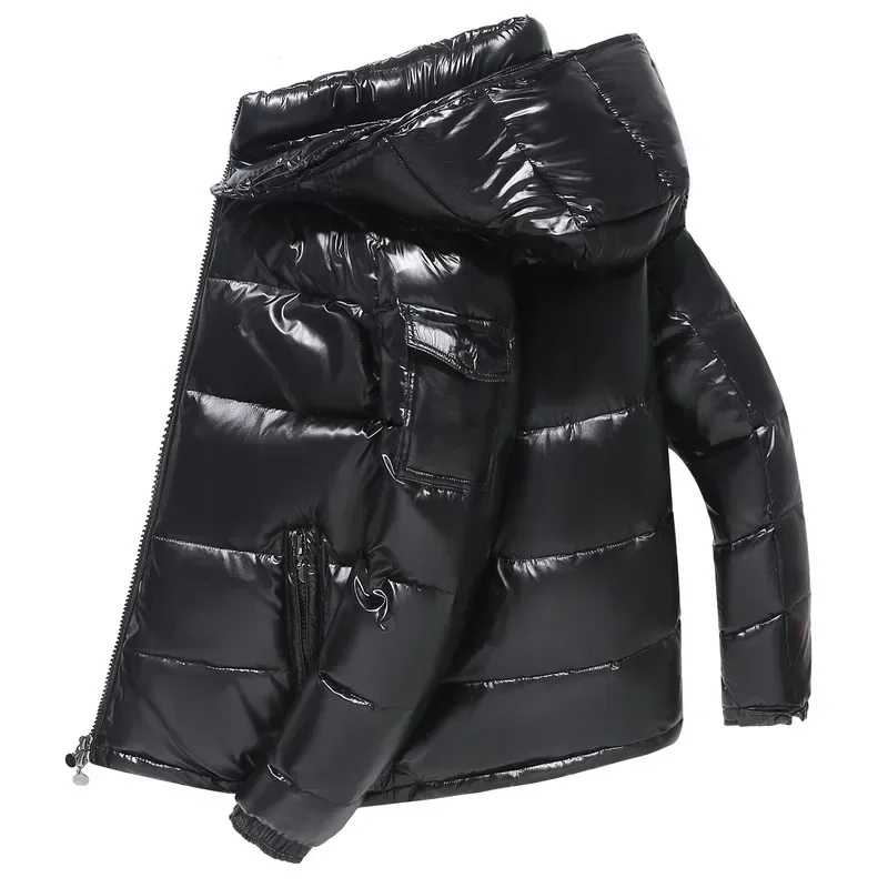 

White Jackets Winter Hooded Shiny Down Coats Mens Casual High Quality Outdoor Windproof Parka Thicken Warm Puffer Tops
