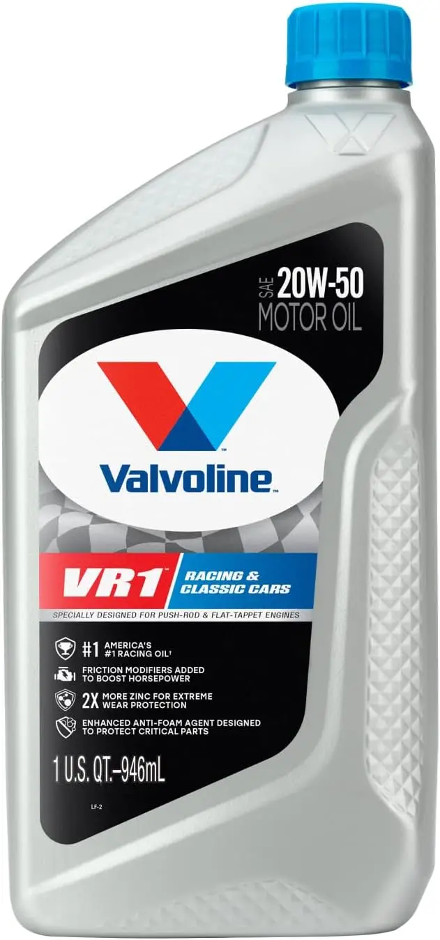 VR1 Racing SAE 20W-50 Motor Oil 1 QT Case of 6 High Zinc and Phosphorus Formula for Extreme Anti-wear Protection