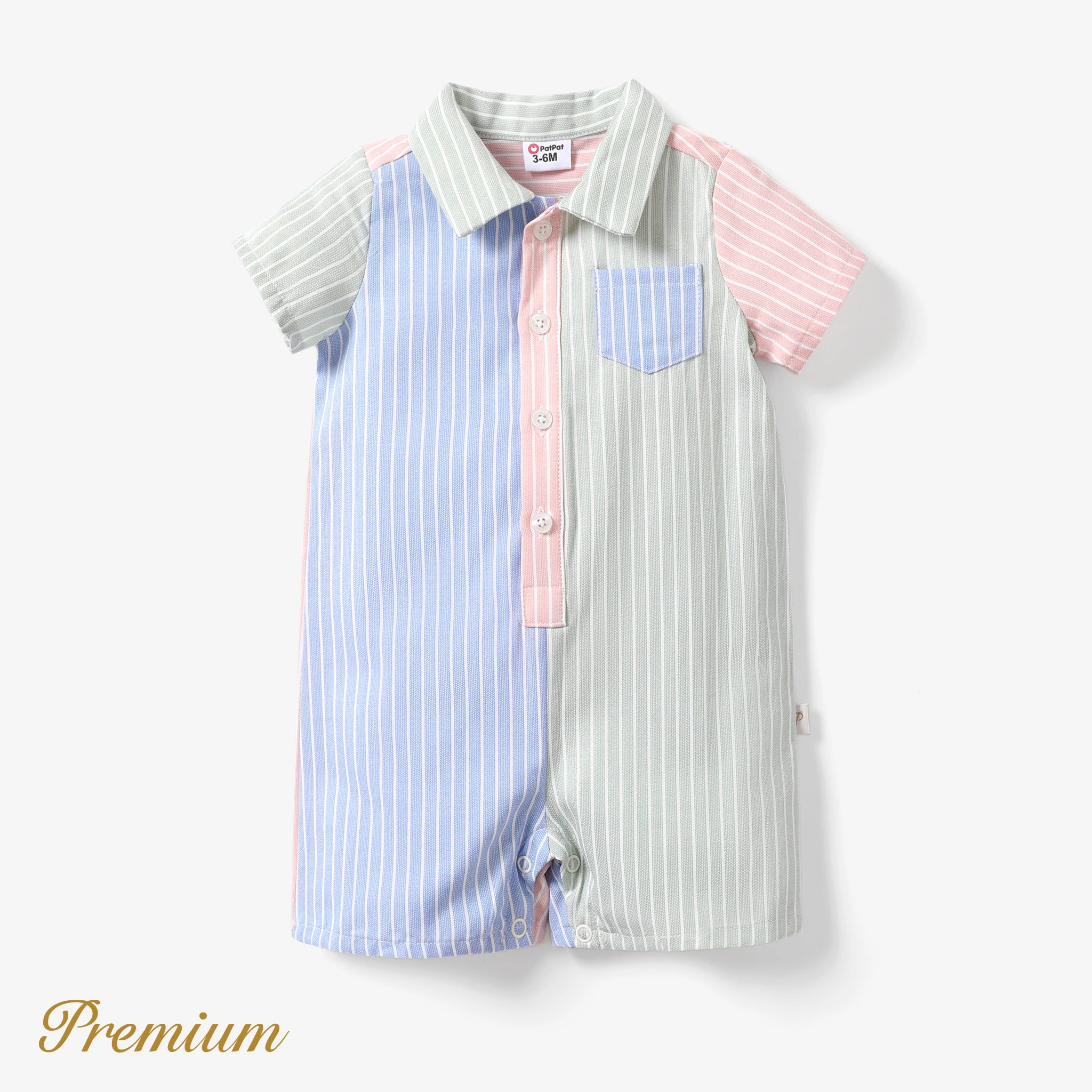 

PatPat Baby Boy Colorful Elegant Cotton Romper with Shirt Collar