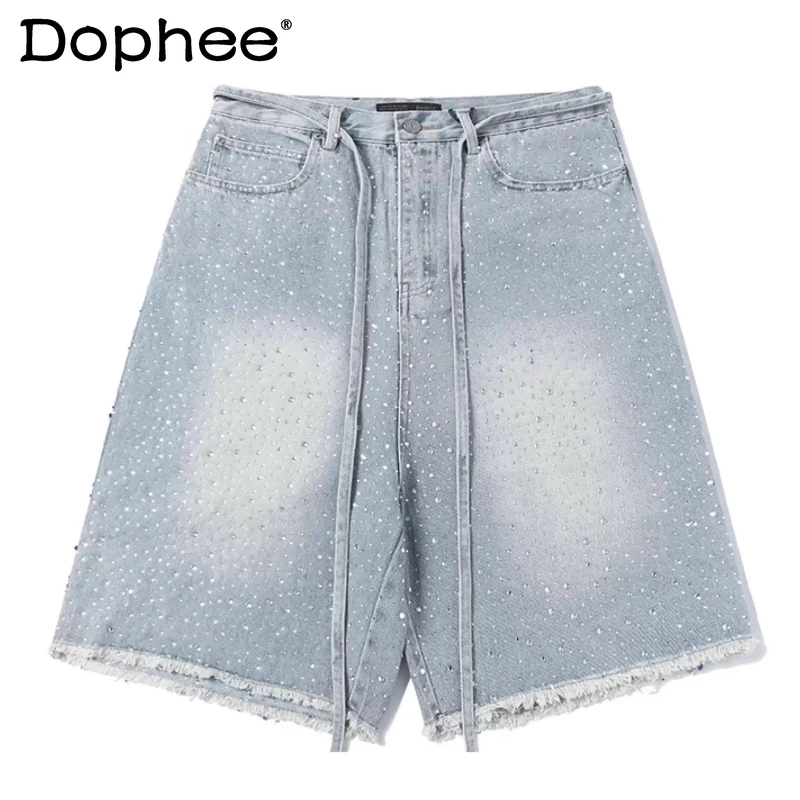 

Men's 2025 Summer New Short Jeans Male Fashion Starry Sky Hot Diamond Denim Shorts High-end Loose Comfort Handsome Denim Shorts