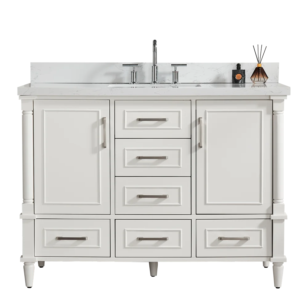 Fully Assembled 48'' Freestanding Single Bathroom Vanity with 2 Handle Sets