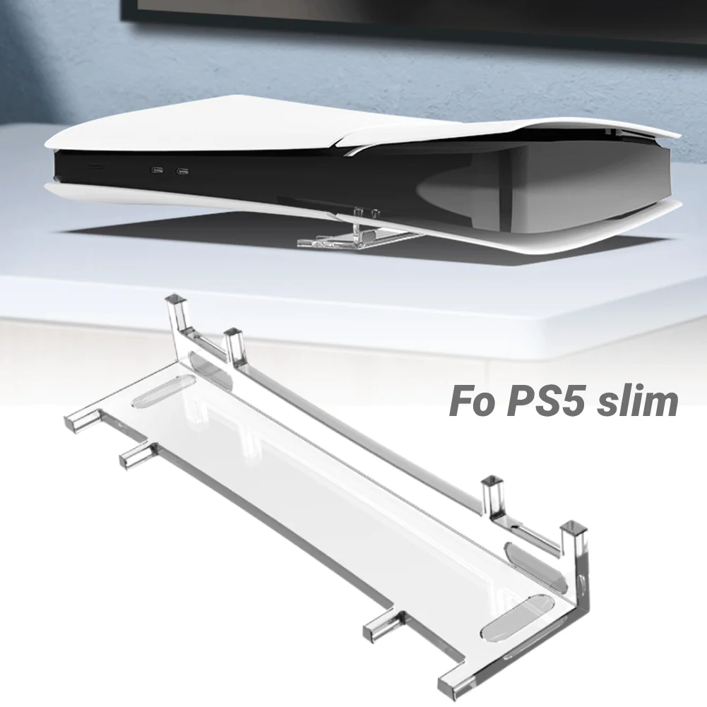 For PS5 Slim Horizontal Console Stand Base Stand Holder Transparent Host Rack Holder for Playstation 5 Slim Disc&Digital Edition