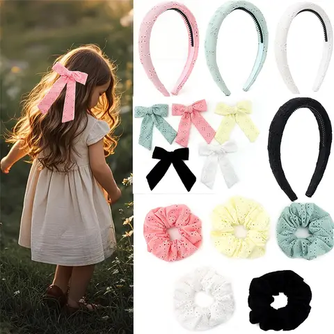 Cotton 3D Hollow bow Hairband Hole Hole bow Knot Hair Clip Stylish Hair Accessories for Women and girl band