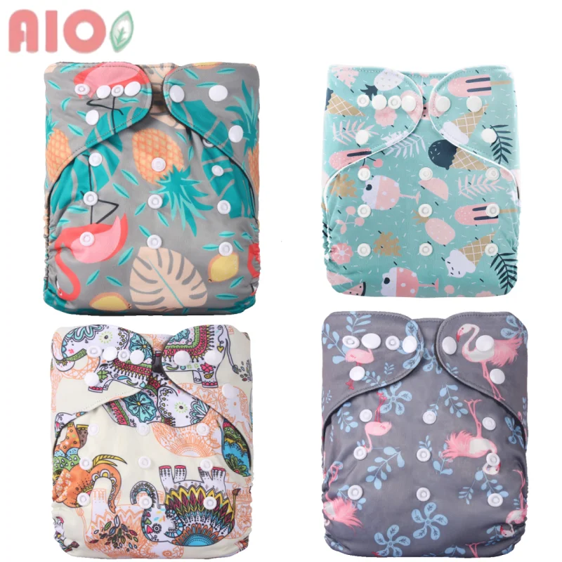 

AIO1pcs Baby Waterproof Washable Cloth Diaper Bamboo Charcoal Lining Double-Breasted Adjustable Internal Leakage Prevention