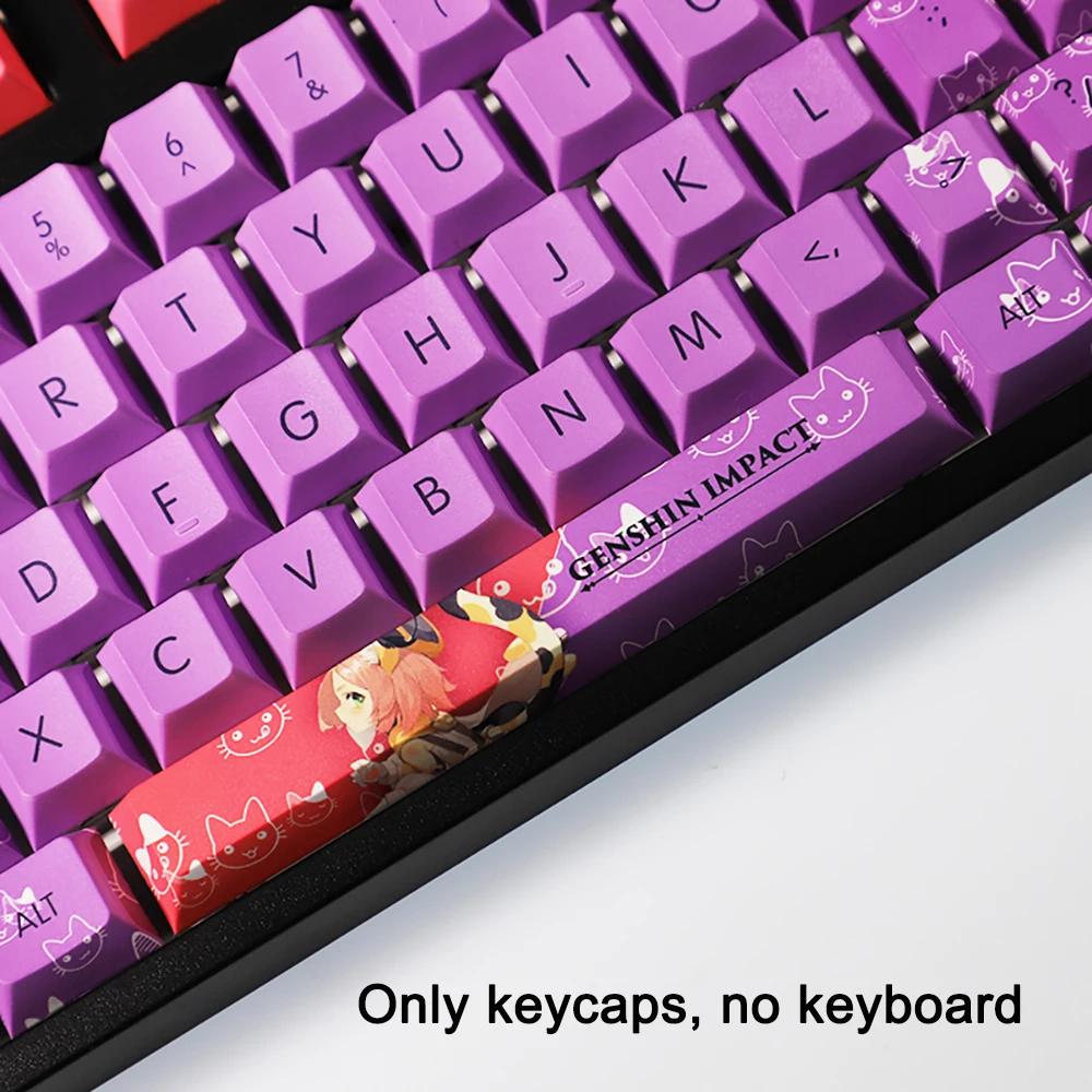 108 Keys Genshin Impact Keycaps Diona PBT Dye Subbed Cherry Backlit Keycaps Anime Gaming Key Caps For ANSI 61 87 104 108 Layout