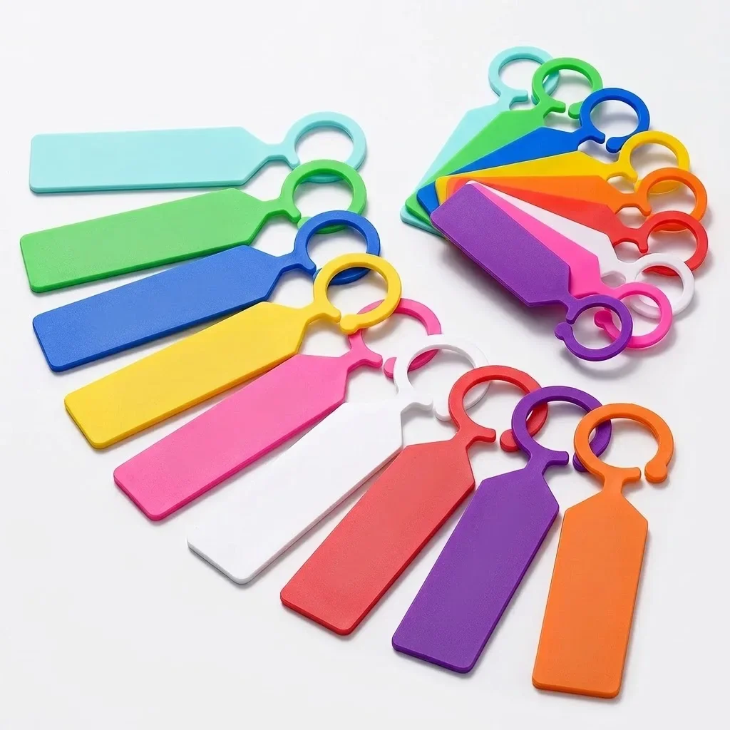 100PCS 10.7x2.3CM Plastic Plant Tags Garden Hanging Bonsai Collar Signs Ring Label Hook Tree Marker Nursery Stake Greenhouse