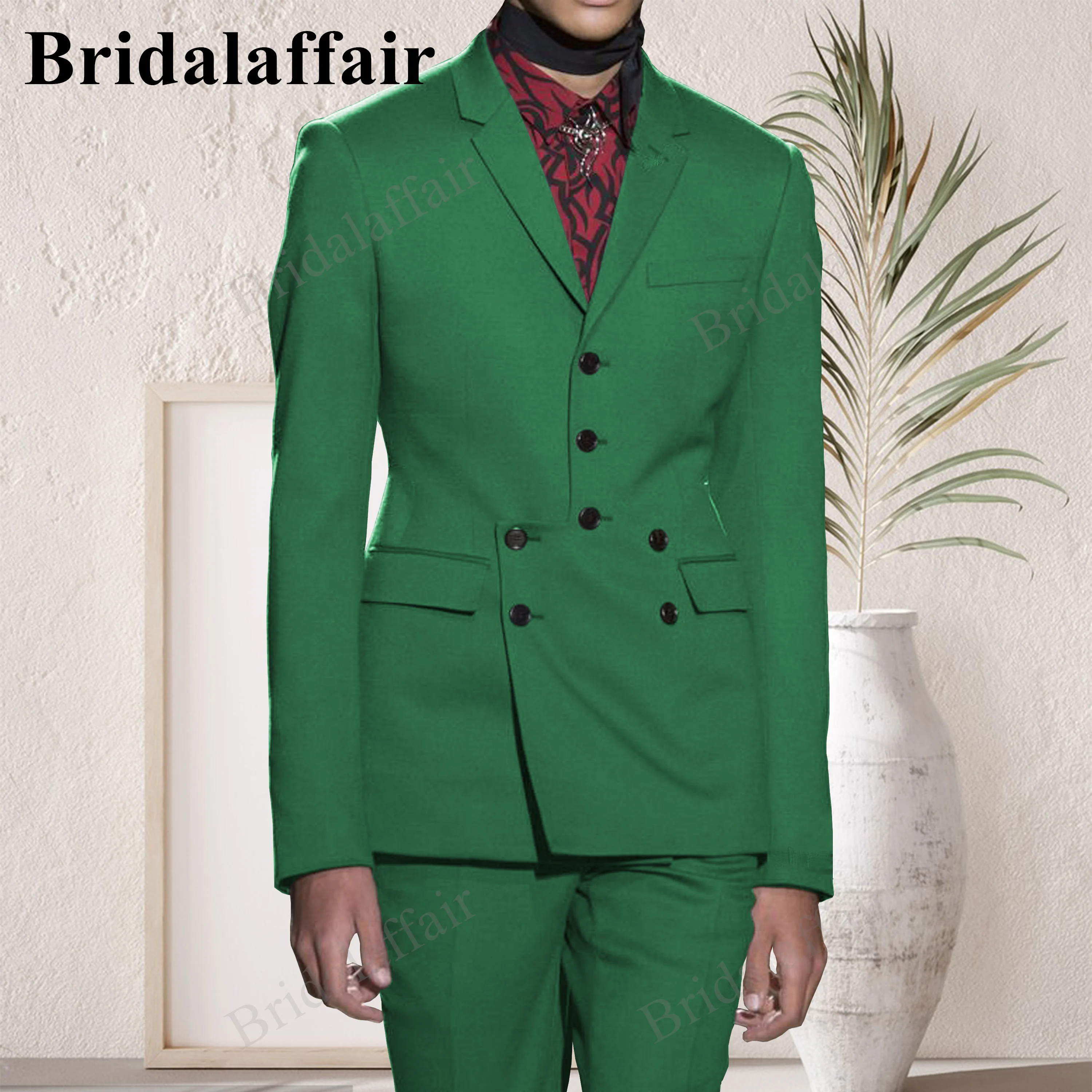 Bridalaffair Rose Red Innovative Design New Costume Homme Popular Clothes Luxury Party Stage Men Suit Groomsmen Regular Slim Fit