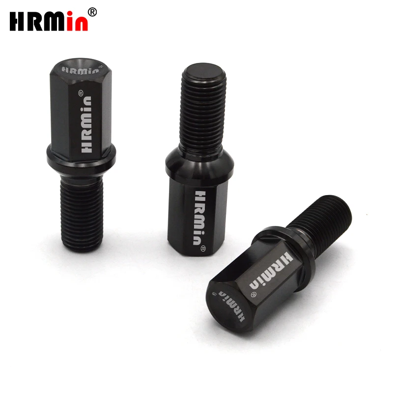 

HRMin Gr5 titanium wheel rim bolt screw M14x1.5x28mm Ball seat Long head 16+4+1key For VW AUDI Skoda