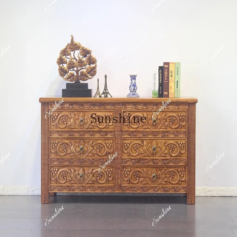 

Bucket cabinet Chinese carved living room storage cabinet retro locker FT