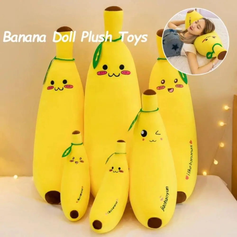 35/50/70cm Banana Pillow Fabric PP Cotton Filling Banana Soft Long Curved Shape Fruit Throw Pillow Children's Playtime