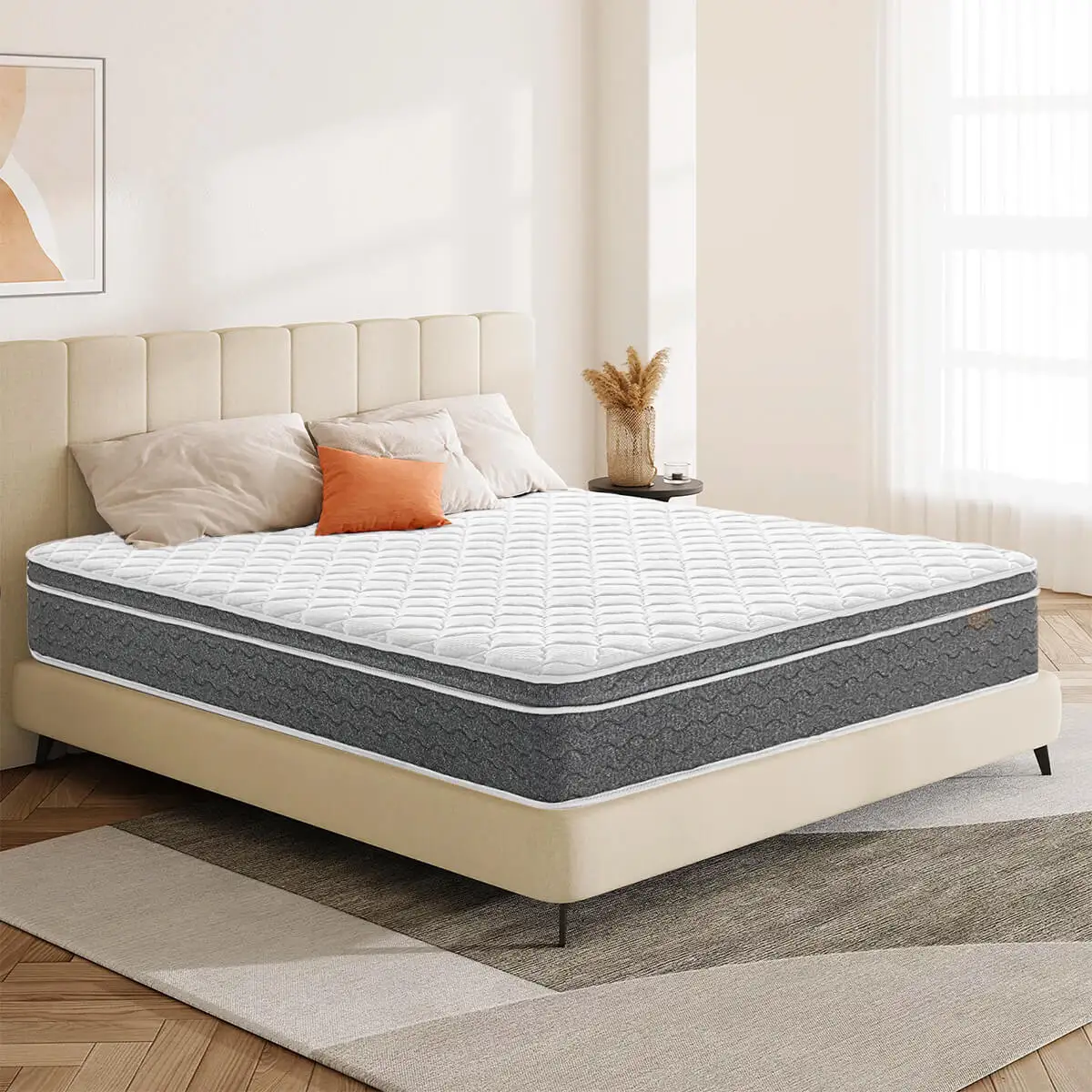 10/12/14 Inch Queen Size Mattress Hybrid Mattress,Fiberglass Free,Medium Feel,Motion Isolation,Certified Safe,Mattress in A Box