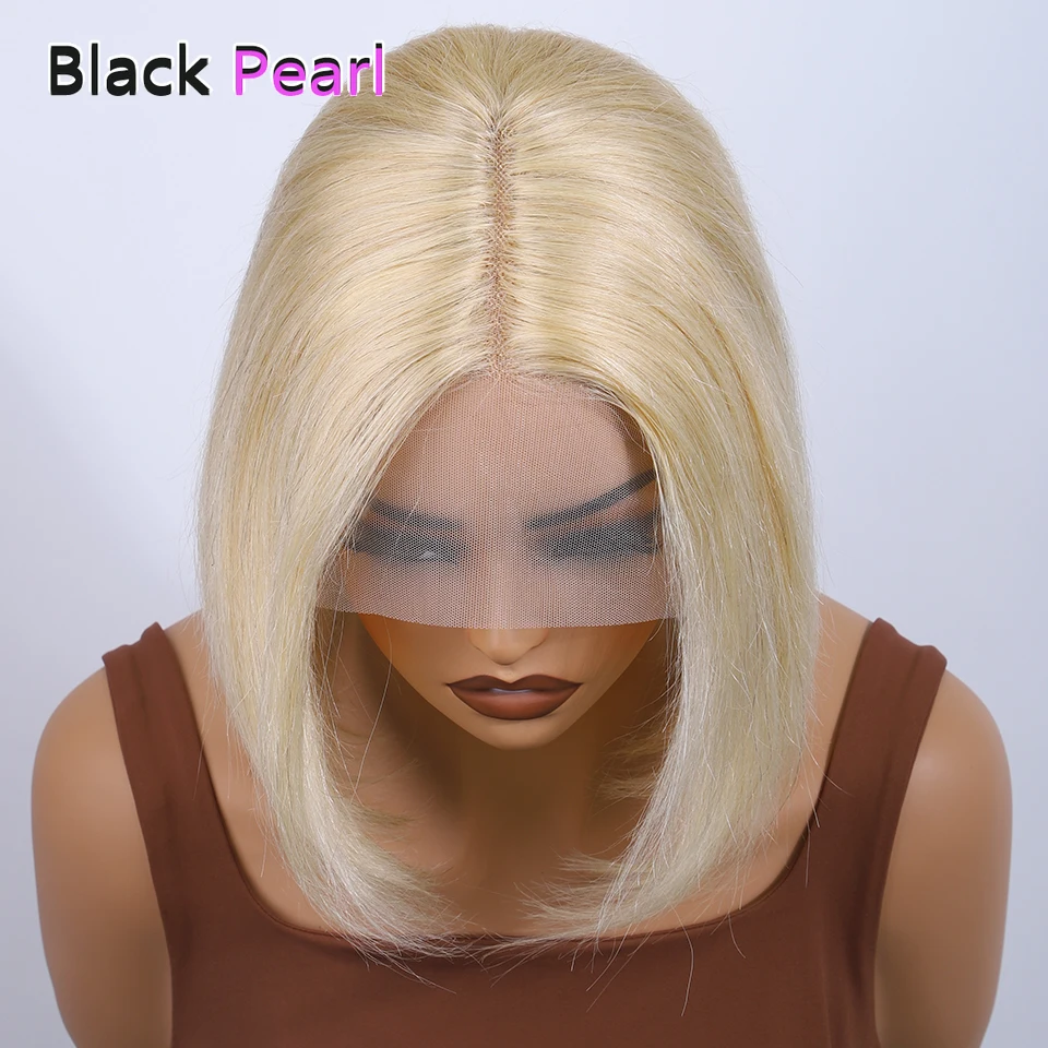 مستقيم قصير بوب شعر مستعار 13*5*2 T جزء الدانتيل الجبهة خصلات الشعر المستعار الإنسان بيرو 180% D 613 العسل شقراء الدانتيل الجبهة خصلات الشعر المستعار الإنسان #5