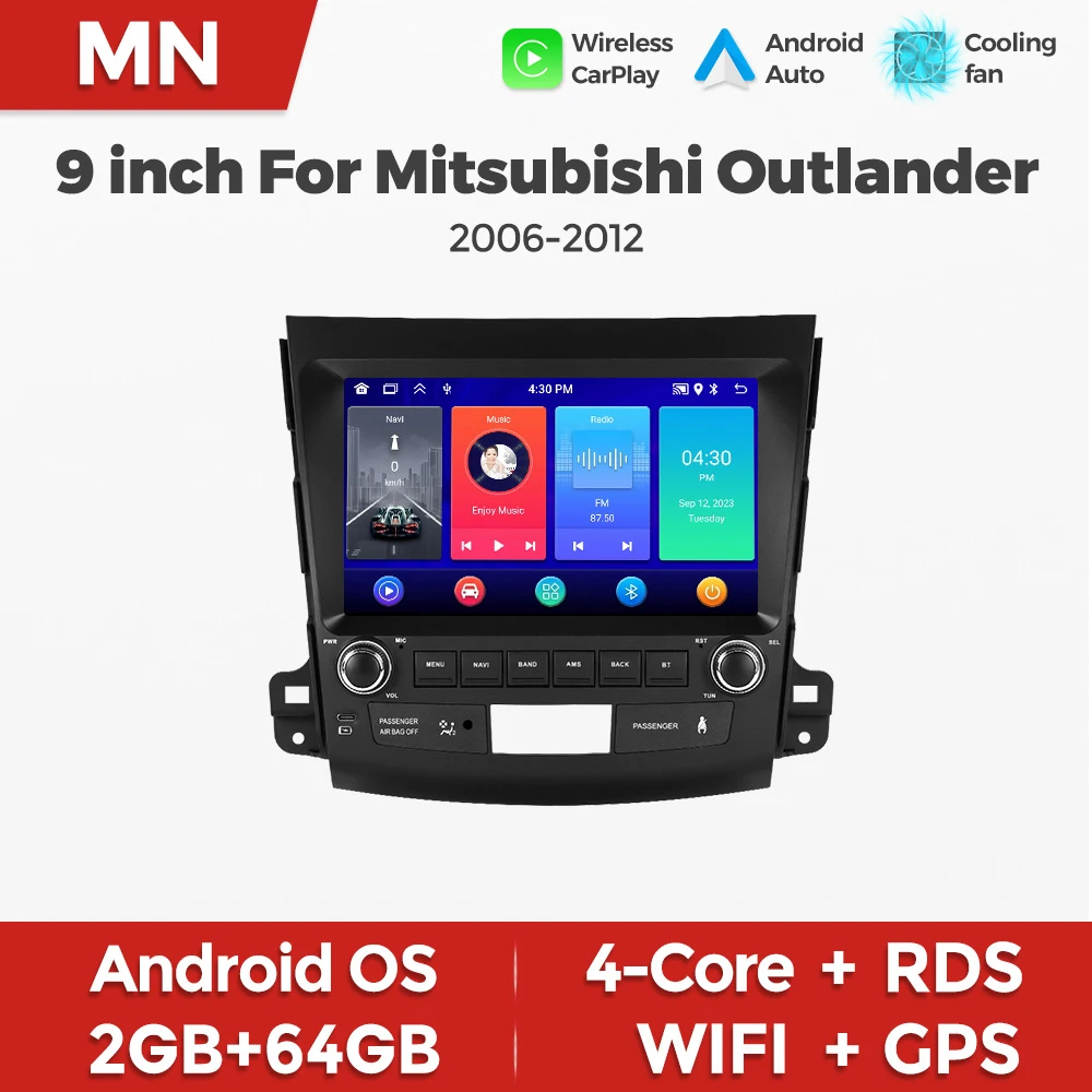 MEKEDE&NAVIFLY 9INCH Car Radio For Mitsubishi Outlander 2006-2011 Peugeot 4007 Citroen C-Crosser Carplay BT Central Multimedia