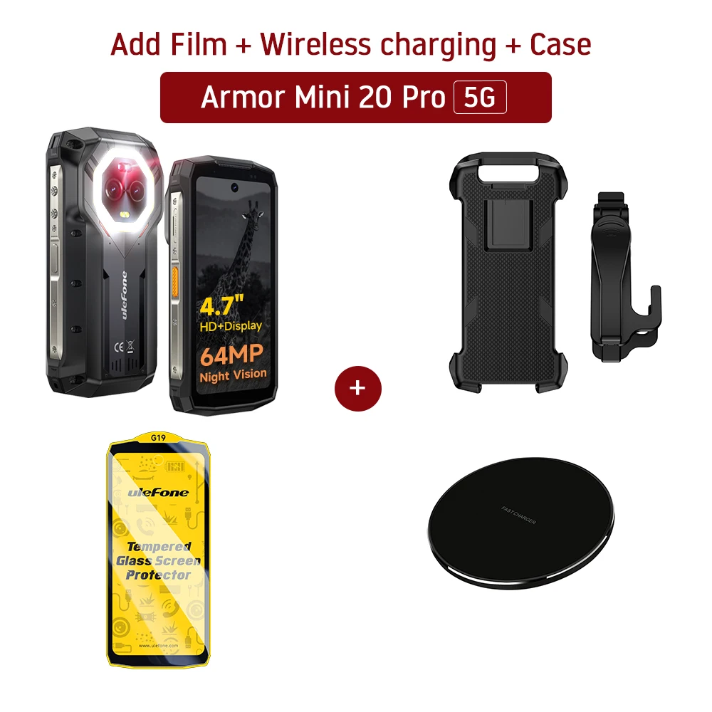 To Ulefone Armor Mini 20 Pro 5G 4.7" Rugged Phone 64MP Night Camera Android 14 Smartphone 6200mAh Mobile phone LED