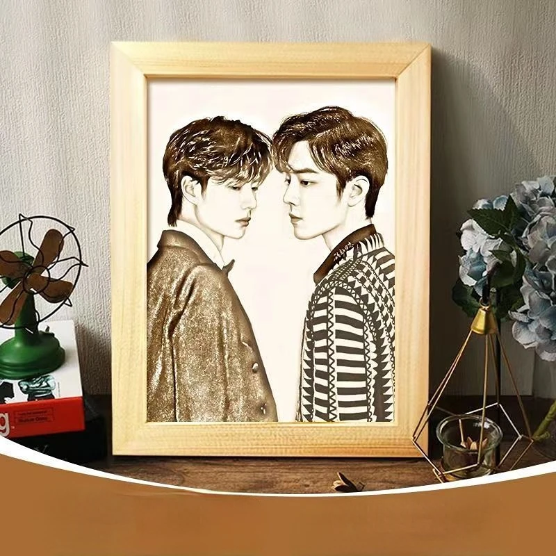 

Birthday Gift Woodcut Painting Micro-carving Creative Distracting Gift Free Customized Gift For Lovers EldersWood frame