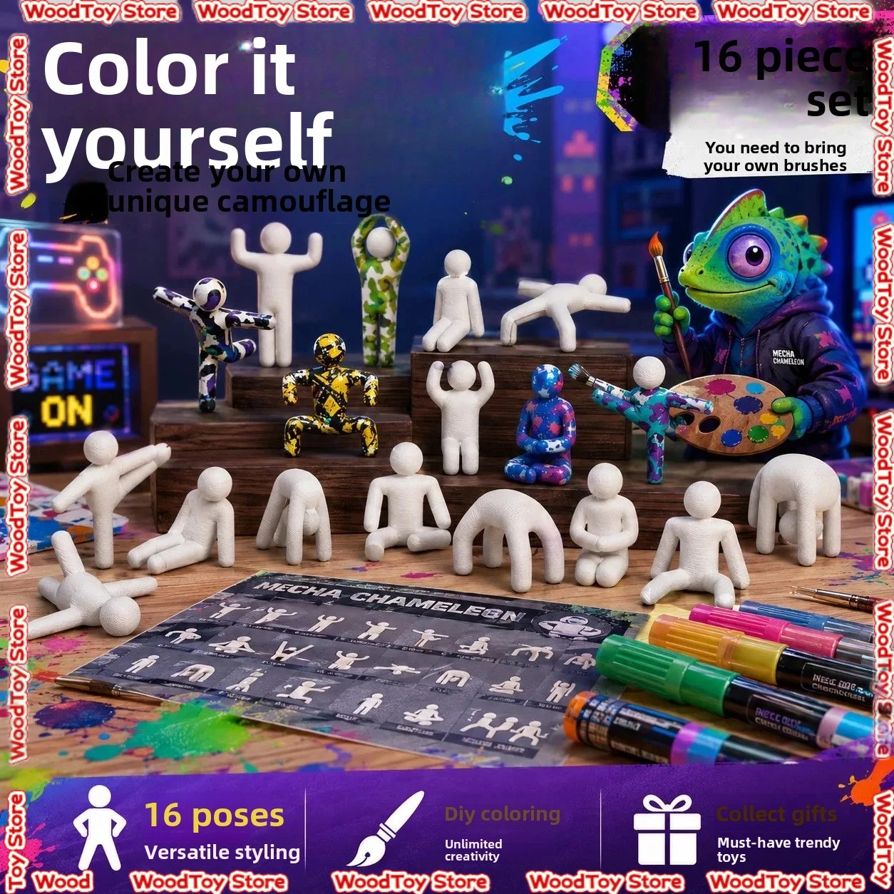 Party Games Steam Free - 16 Poses Meccha Chameleon Figurine de