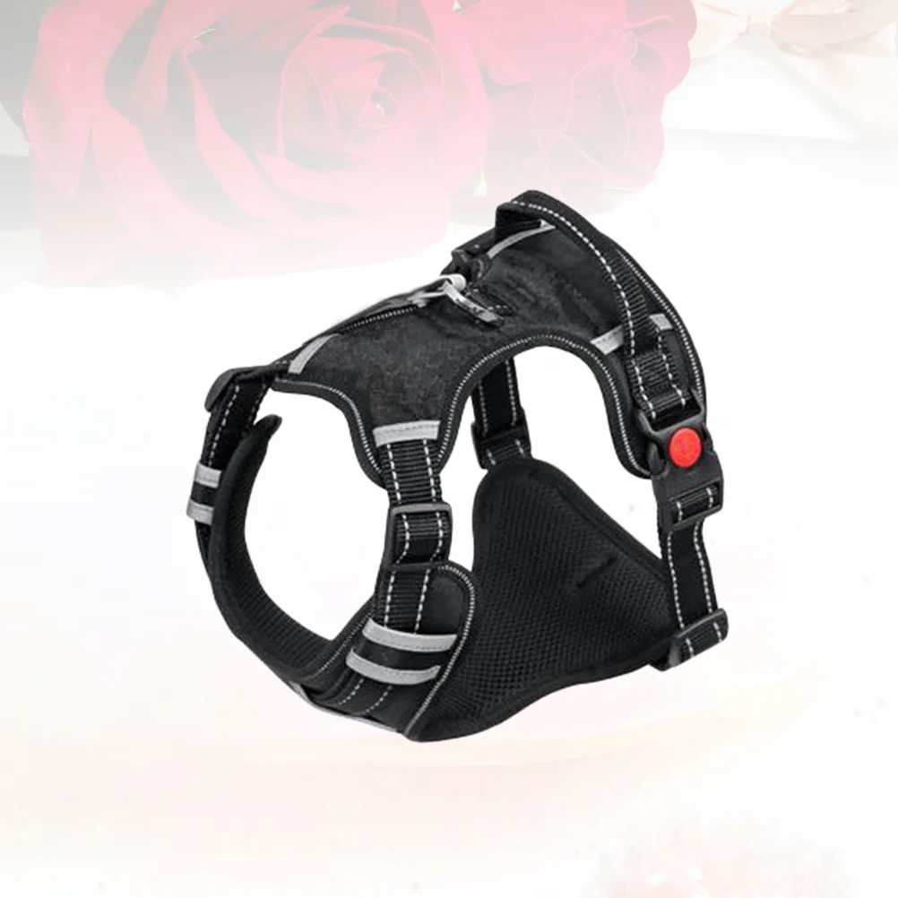 

Pet Safety Harness Vest For Dogs Black Size Adjustable Breathable Mesh Lining Waterproof Sponge Padding Chest Straps