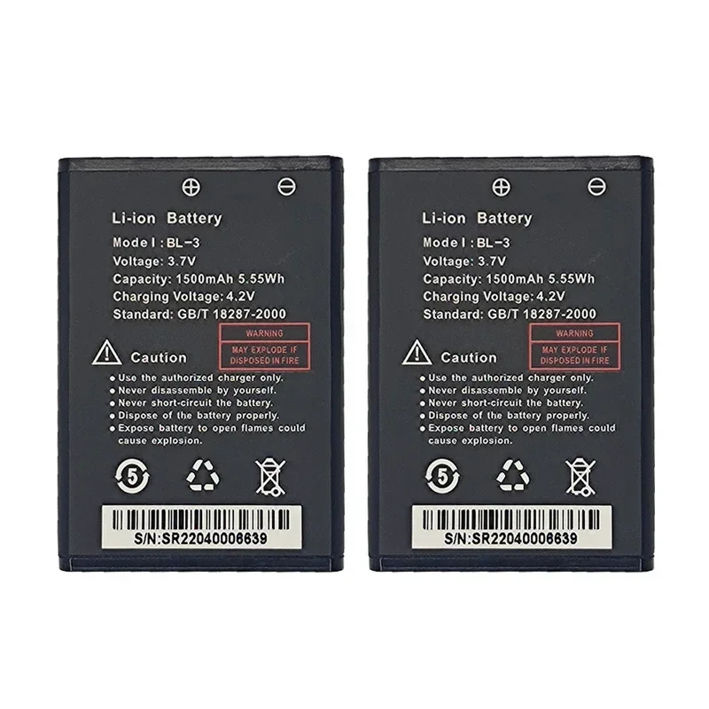 2pcs Pour Baofeng UV-3R Walperforated Talkie Batterie 1500mAh pour BF-UV3R Bidirectionnel Radio Accessoires UV 3R Radio Extra Batterie Modèle BL-3