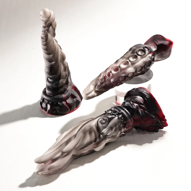 Nothosaur Monster Fantasy Dildo Realistic Silicone Anal Stroker Soft TPE Creature Male Masturbator with Textured Tunnel for De