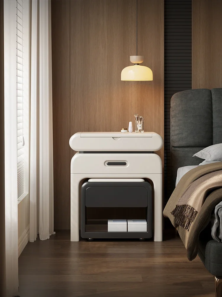 Dresser light luxury small apartment bedroom bedside table 2025 new solid wood clamshell cosmetic table cabinet