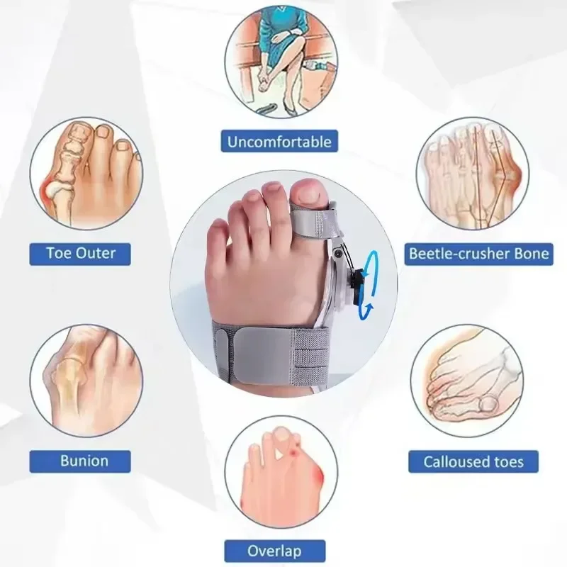 Bunion Corrector Adjustable Hallux Valgu Big Toe Valgus Corrector Rotatable Toe Corrector Straightener Adjustable Toe Correction