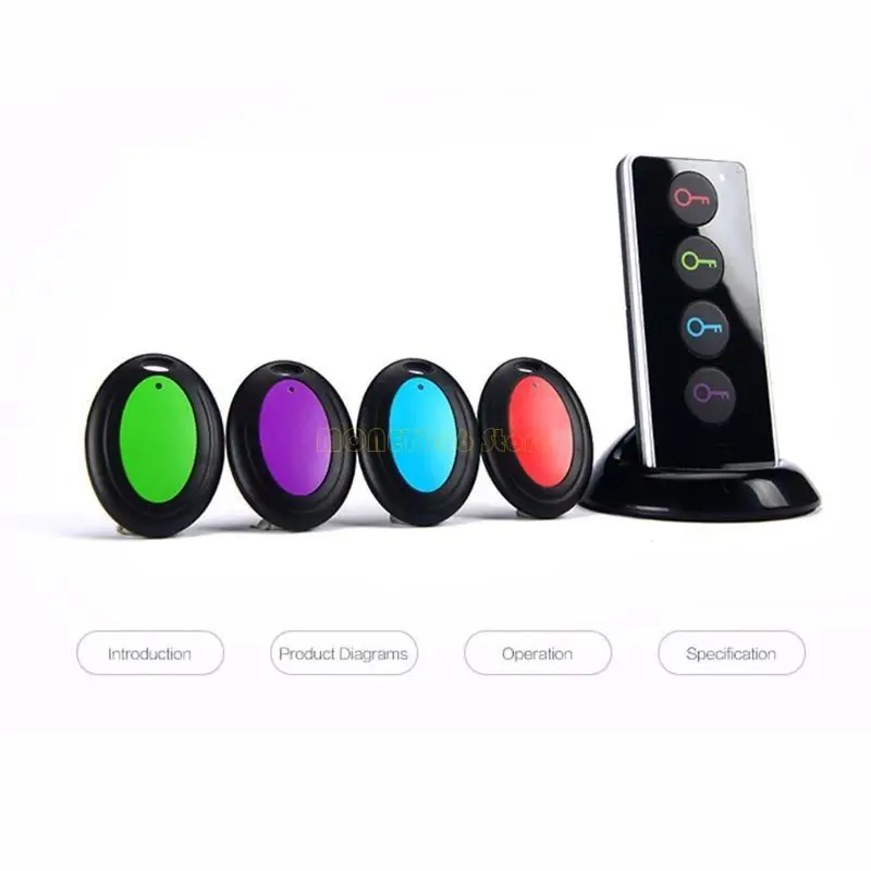 F62C عن بُعد لـ Key Finder ، Wireless RF Locator مع دعم أساسي للهاتف الخلوي للحيوانات الأليفة (4 أجهزة استقبال ،
