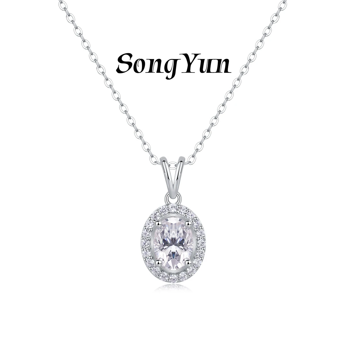 

SONGYUN Brand Jewelry 925 Sterling Silver Necklace Pendants For Women D Color VVS Oval Moissanite Diamond Wedding Necklaces