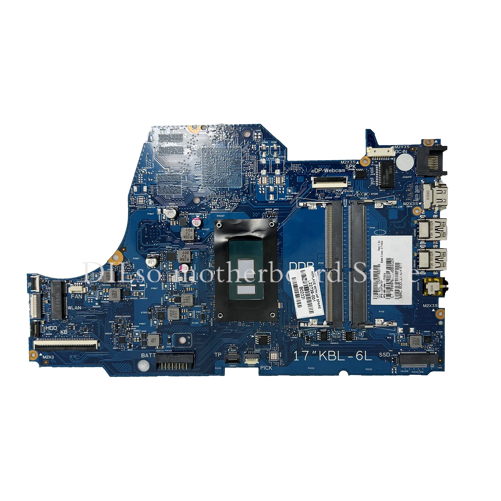 KEFU 17-BY Mainboard For HP 17-BY Laptop Motherboard With I3-7020U I5-7200U L22739-001 L22739-601 6050A2982701 100% Working Well