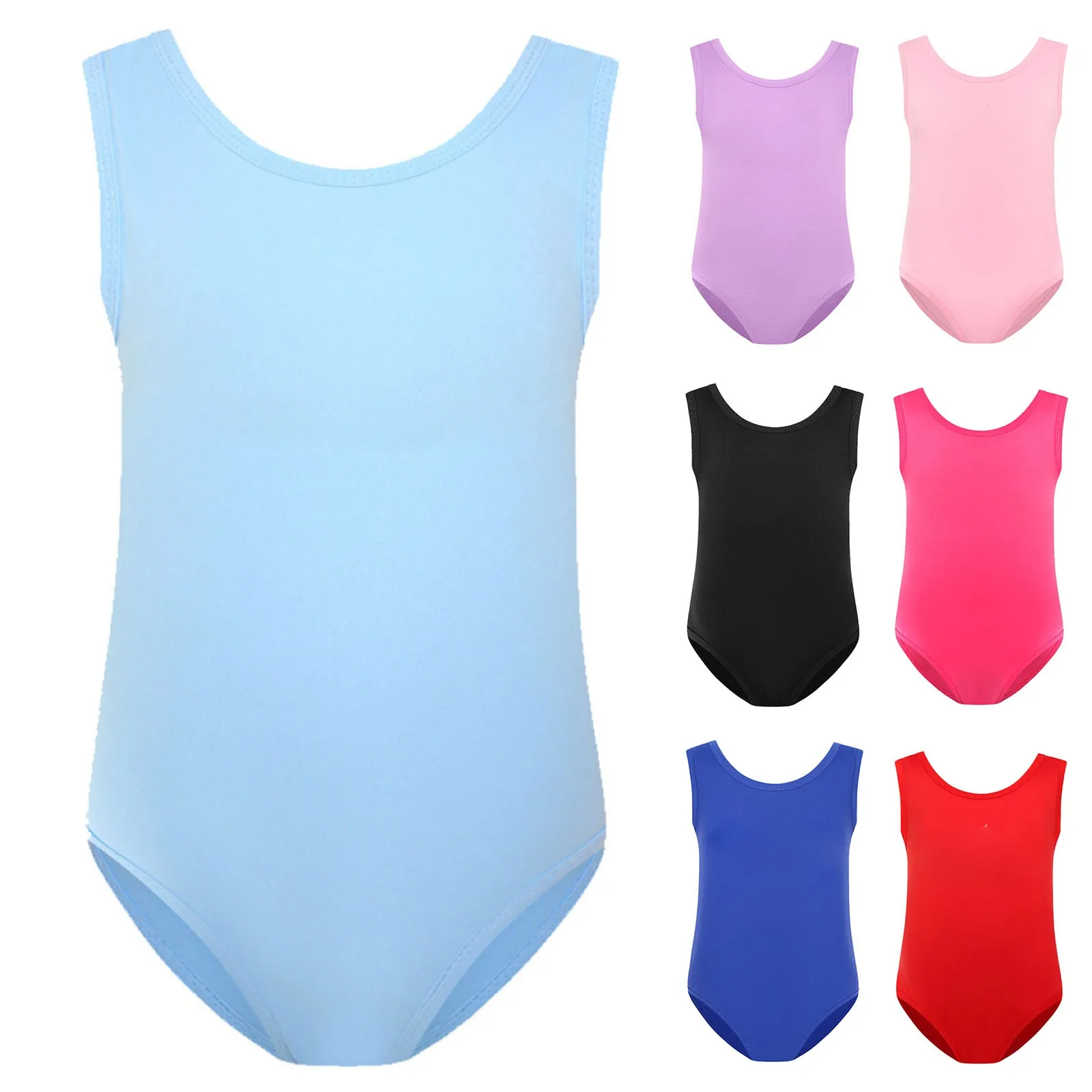 

Детский классический однотонный купальник-майка с U-образным вырезом, модный летний тонкий пляжный купальник