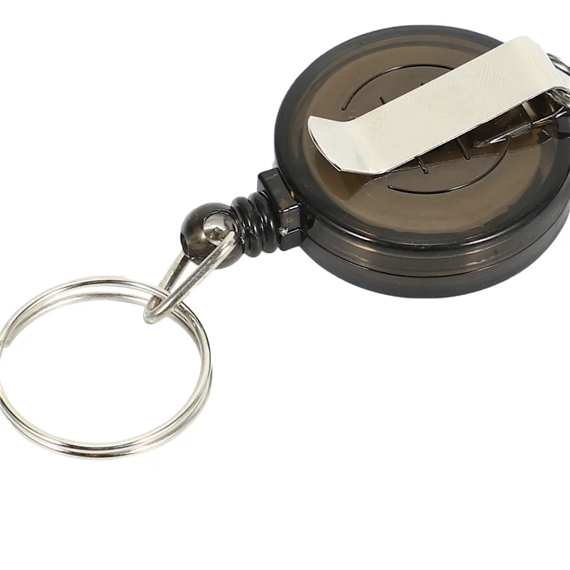 Lot 2 Badge Holder Winder Holder Keychain Retractable Carabiner Belt Clip ID Card Card Holder-Black