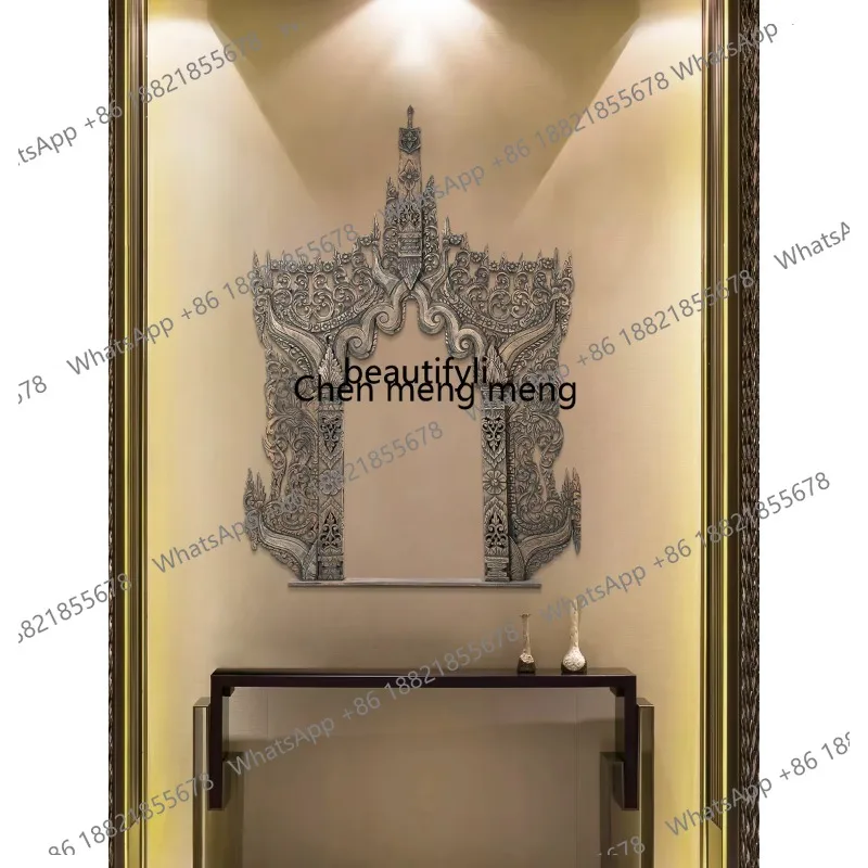 ss26 Southeast Asia Teak Carved Foyer Frame Massage Room Frame Hallway Wall Decorative Mural