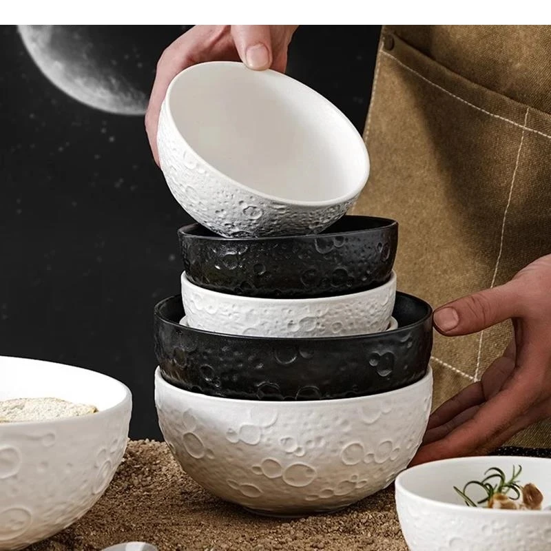 Solid Color Meteorite Pattern Ceramic Bowl Rice Soup Salad Bowls Spaghetti Restaurant Specialty Tableware