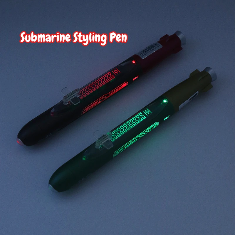 

2Pcs Submarine Spaceship Gel Pen With Light 0.5mm Black Ink Kids Funny Stationery Cute Ballpoint Pen For Students School Office