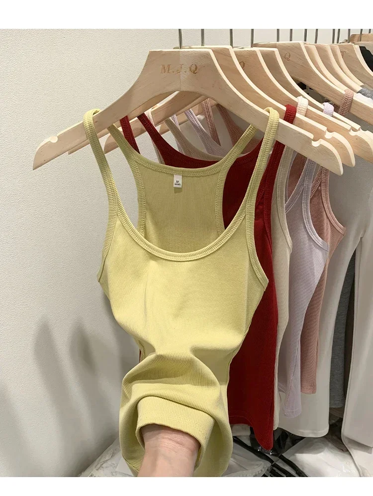 Layering Outerwear Tees 2026 Sommer Y2K Hot Girl Gestricktes Geripptes Damen-Camisole Figurformendes Ärmelloses Tanktop – Detail 23