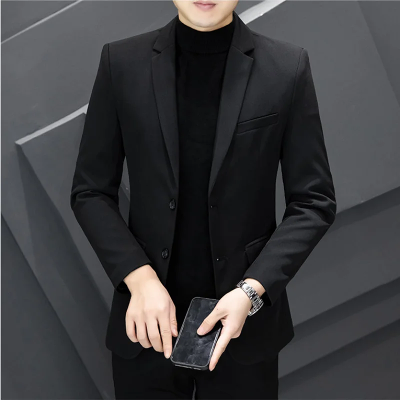 Cotton thickened double buckle men's suit casual suit jacket male Korean version of the trend men's suit Yuppie handsome suit