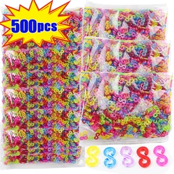 500/100pcs Supplies Hook S Clips Loom Rubber Band Plastic Jewelry Connectors For Necklace Bracelet Making Colorful Clasp Refill