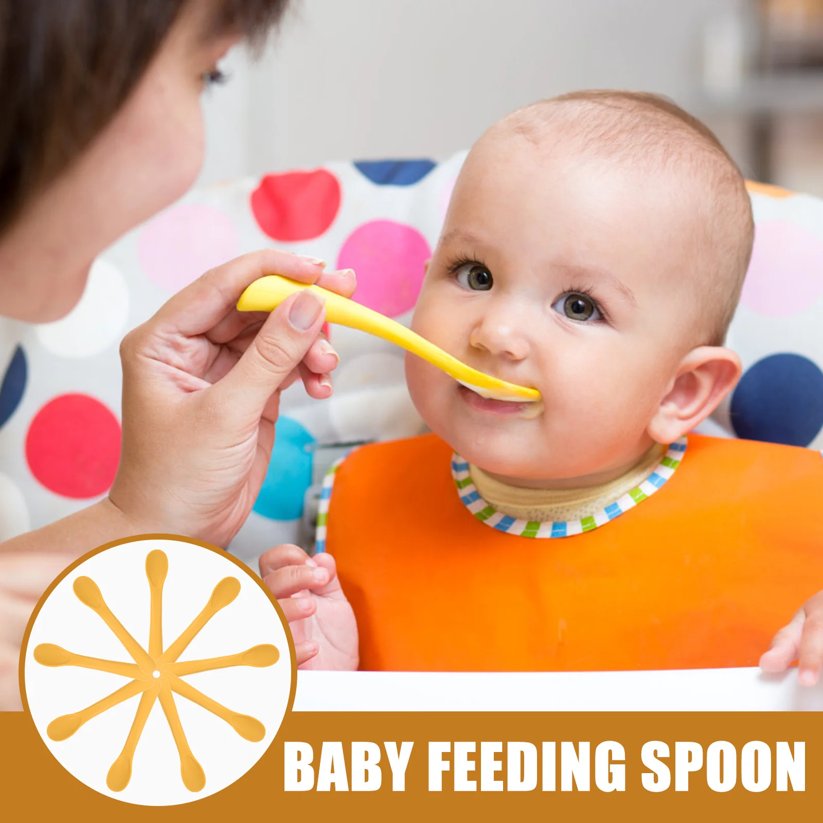 

10Pcs Baby Spoons Self Feeding Silicone Material Multifunctional Use for Dessert Cake Porridge Soup Compact Design