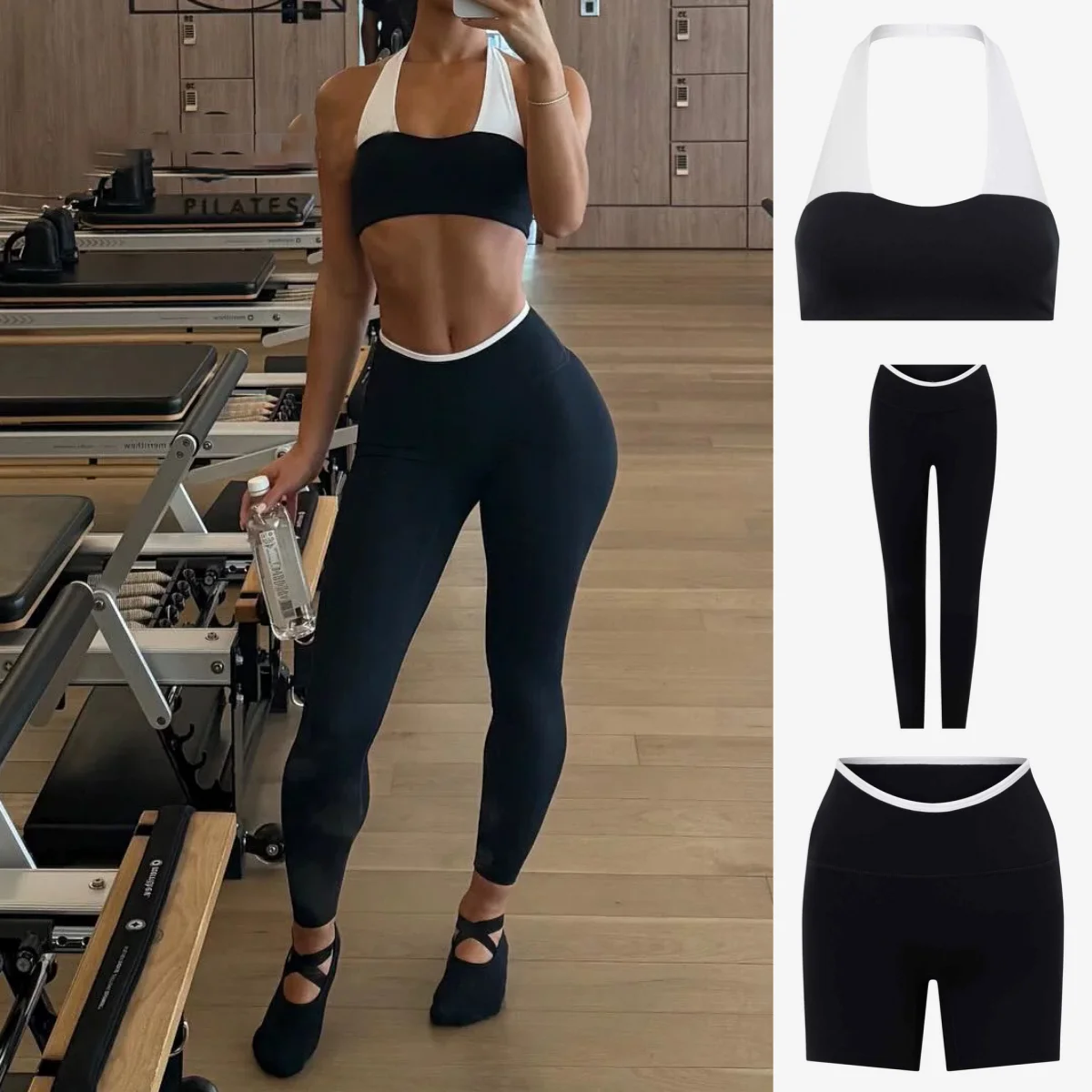 

Комплекты одежды для йоги, женские спортивные бюстгальтеры с лямкой на шее и подушечками на груди, леггинсы с высокой талией, подтягивающие бедра, шорты для фитнеса