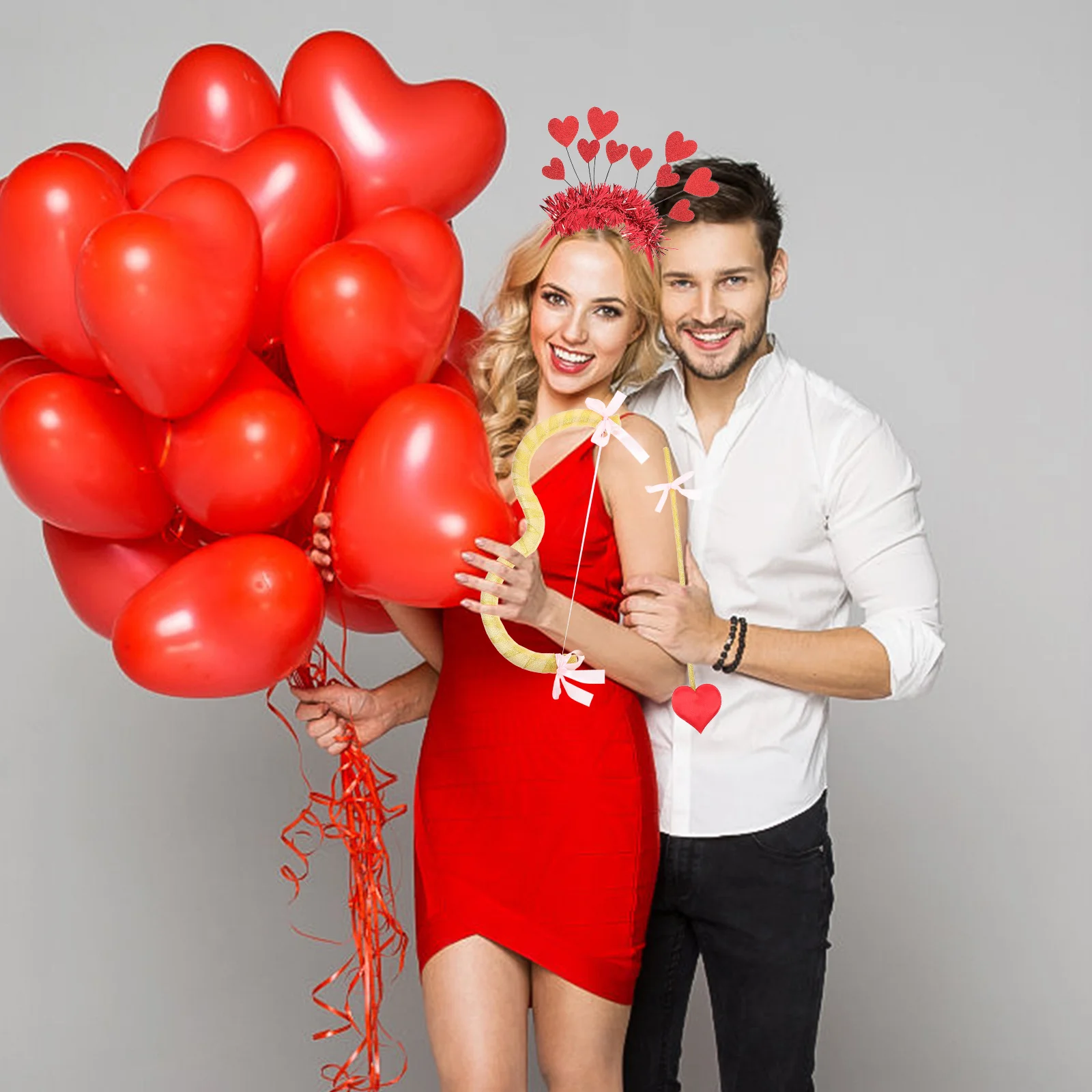 1 Zestaw Łuk i Strzały Kupidyna na Walentynki, Akcesoria do Kostiumów na Imprezę, Opaska z Sercem, Strój Cosplay, Dla Kobiet i Dzieci, Artykuły na Imprezę