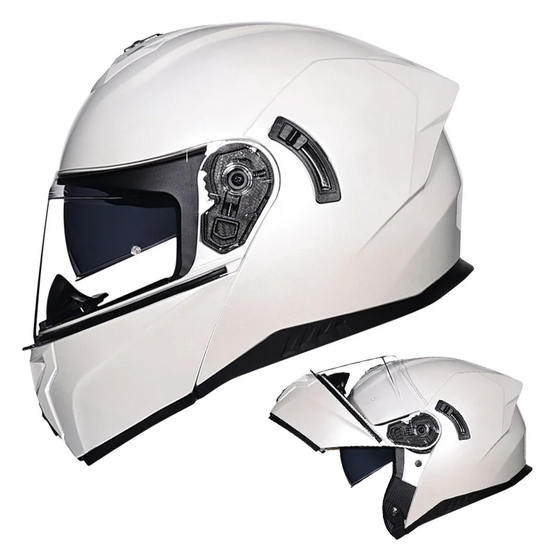 DOT Approved Unisex Full Face Helmet for Motorcycle Unisex Double Visor Flip Up Motocross Helmet Men Scooter Pilot Four Seasons