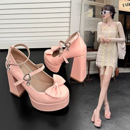 

Platform Women Pumps Shoes Fashion Cross Strap Ladies Shallow Dress Mary Jane Shoes Female Elegant High Heel Footwear