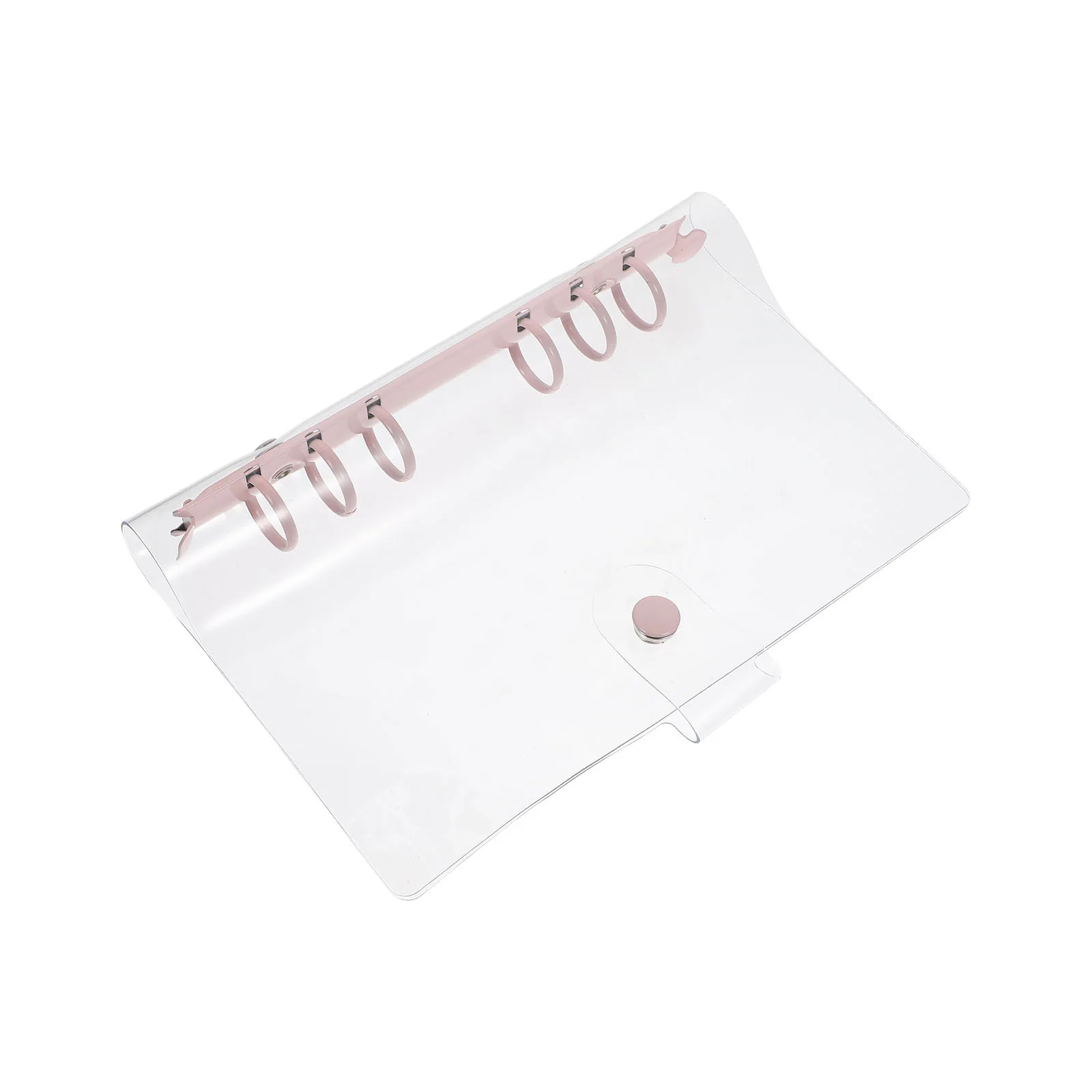 1pc Pvc Transparent Loose-Leaf Folder Snap Button Closure Binder Ring File Holder For Students Office Travel Notebook