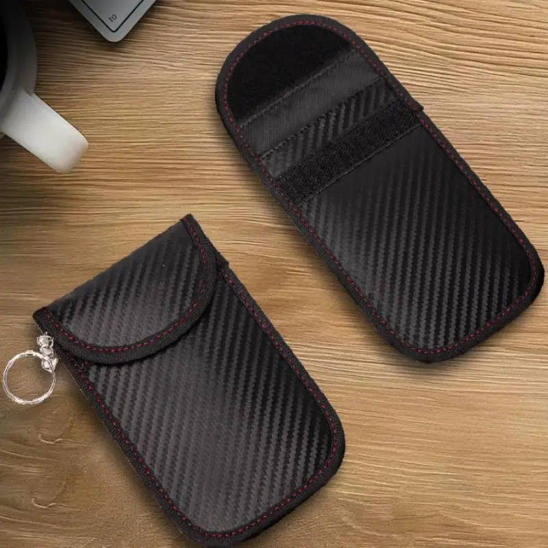 Bag For Key Fob Cage Protector Car RFID Signal Blocking Key Fob Protector Anti-Theft Pouch Double-Layers Of Carbon Fiber Key Bag view 5