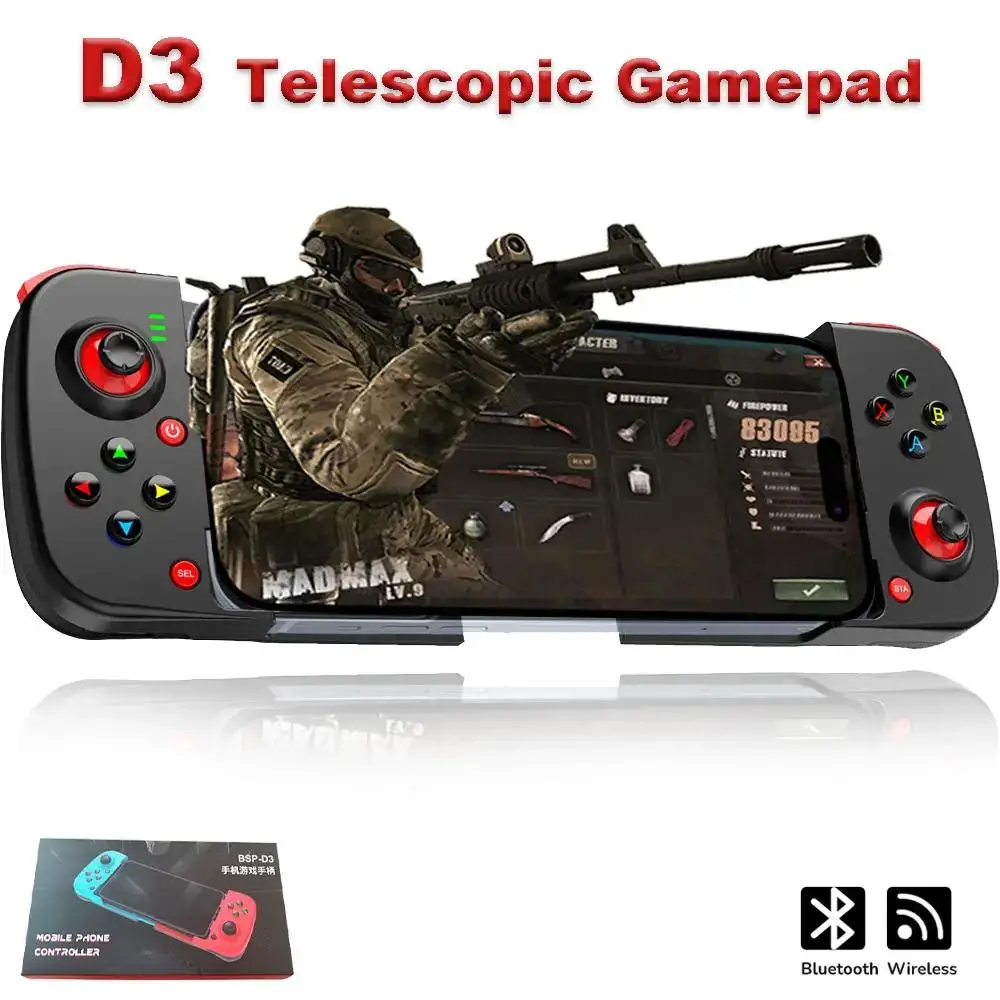 D3 Gamepad BT Bluetooth Controller for Mobile Phone Game Controllers Joystick for Switch/PC/IOS BSP-D3 Telescopic for Android