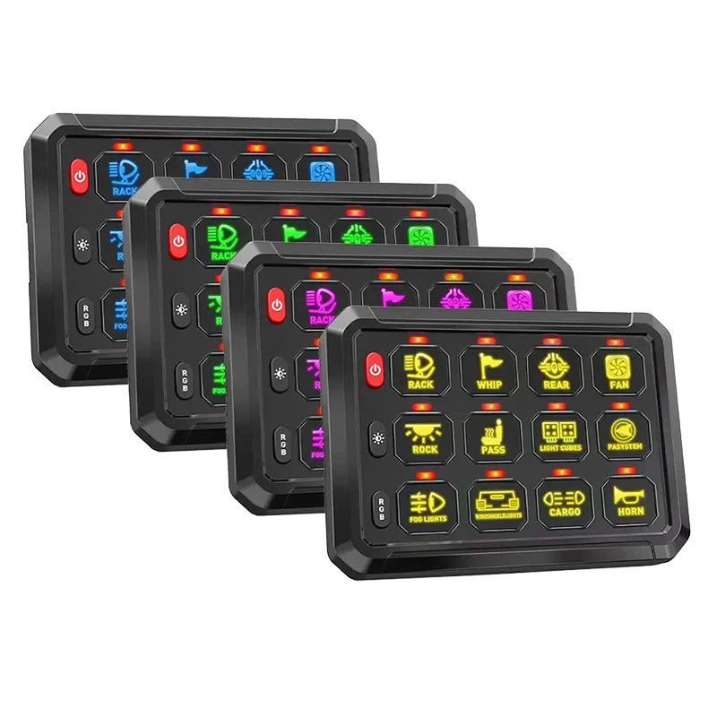 

New Professional 12V 12 Gang RGB Switch Panel Universal Central Control For Offroad Vehicles & Boats